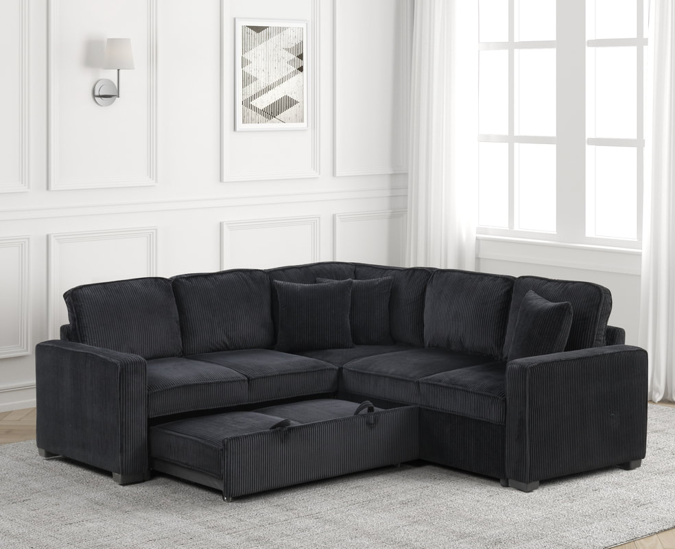 HH:Ariel Black Sectional With Pull-Out Bed - Image 3