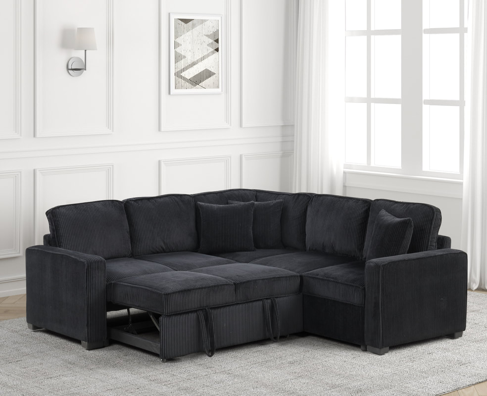 HH:Ariel Black Sectional With Pull-Out Bed - Image 2
