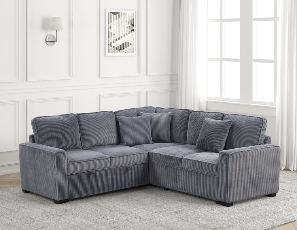 HH:Ariel Charcoal Sectional With Pull-Out Bed - Image 3
