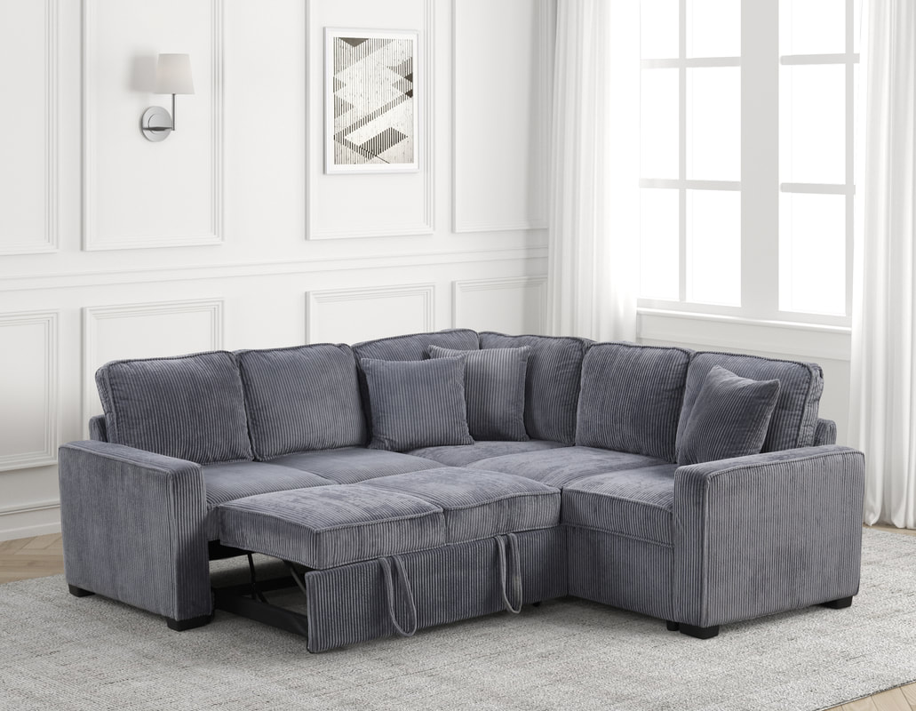 HH:Ariel Charcoal Sectional With Pull-Out Bed - Image 2