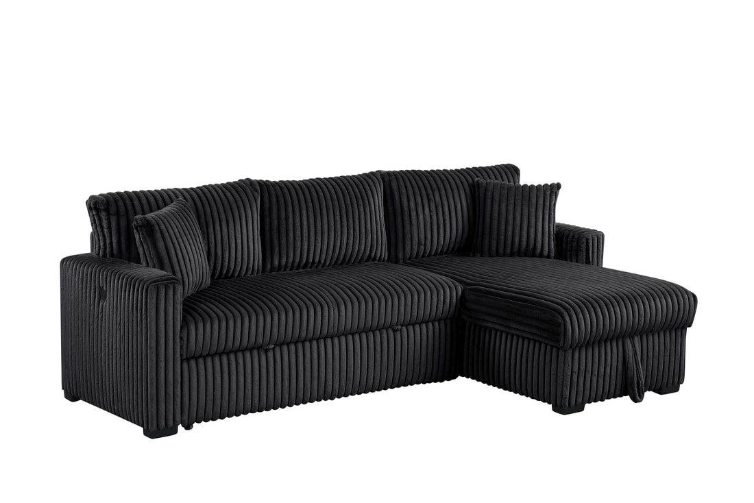 HH:Aria Black Sectional With Pull-Out Bed & Storage Chaise - Image 4