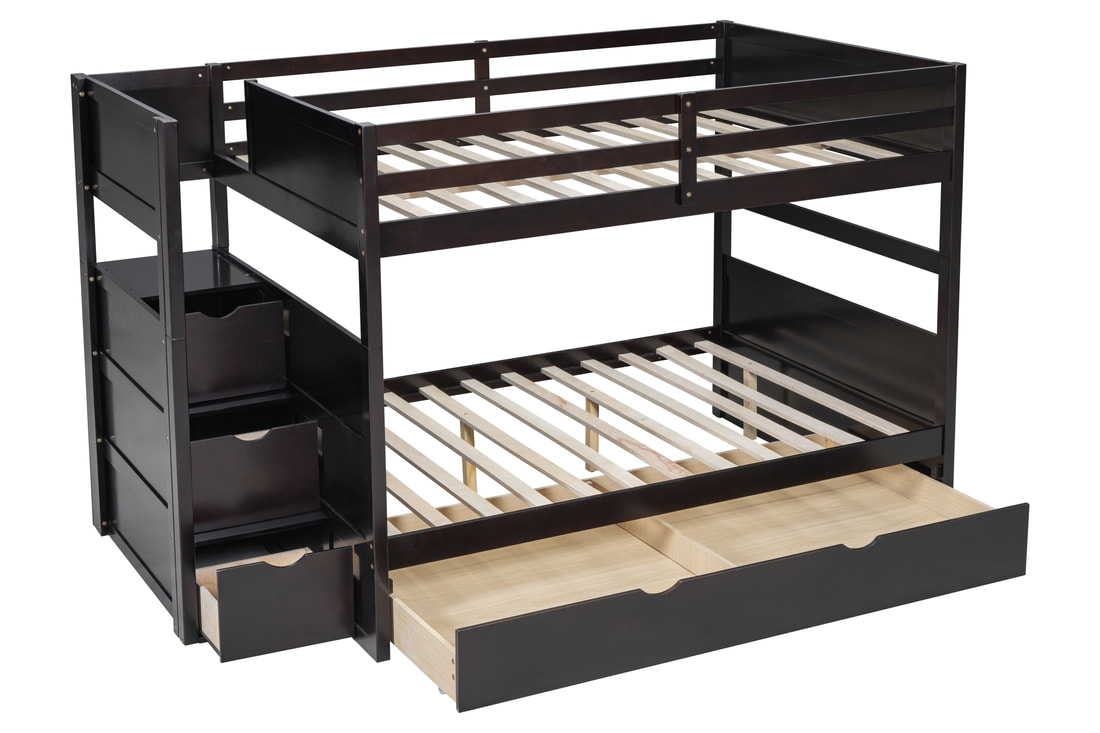 HH-BB50, BB52 FULL/FULL Bunk Bed w/Twin Trundle + Staircase Storage - Image 2