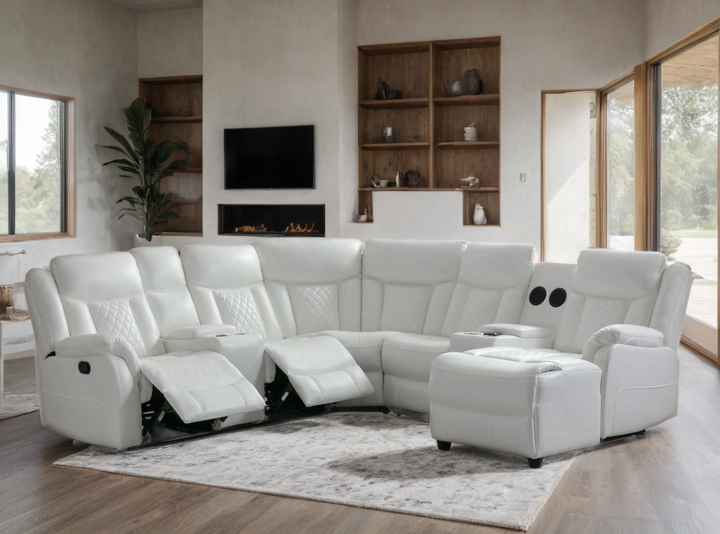 HH: Champion White Reclining Sectional - Image 2
