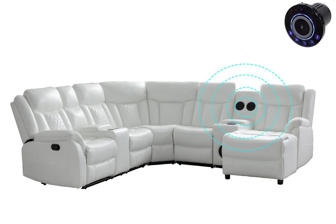 HH: Champion White Reclining Sectional - Image 3