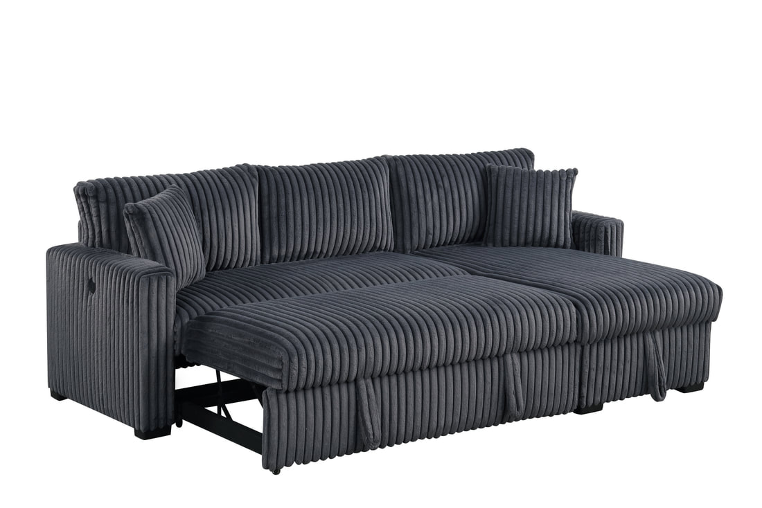 HH: Aria Charcoal Sectional With Pull-Out Bed & Storage Chaise **NEW ARRIVAL** - Image 3
