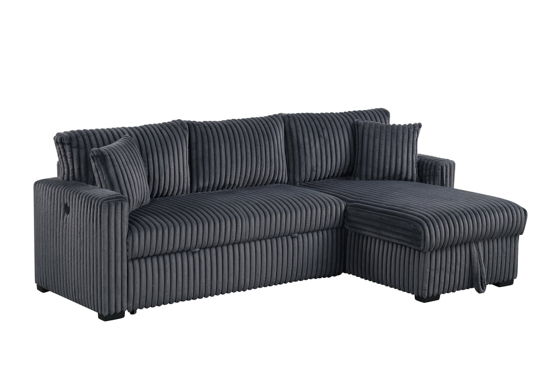 HH:Aria Charcoal Sectional With Pull-Out Bed & Storage Chaise **NEW ARRIVAL** - Image 4