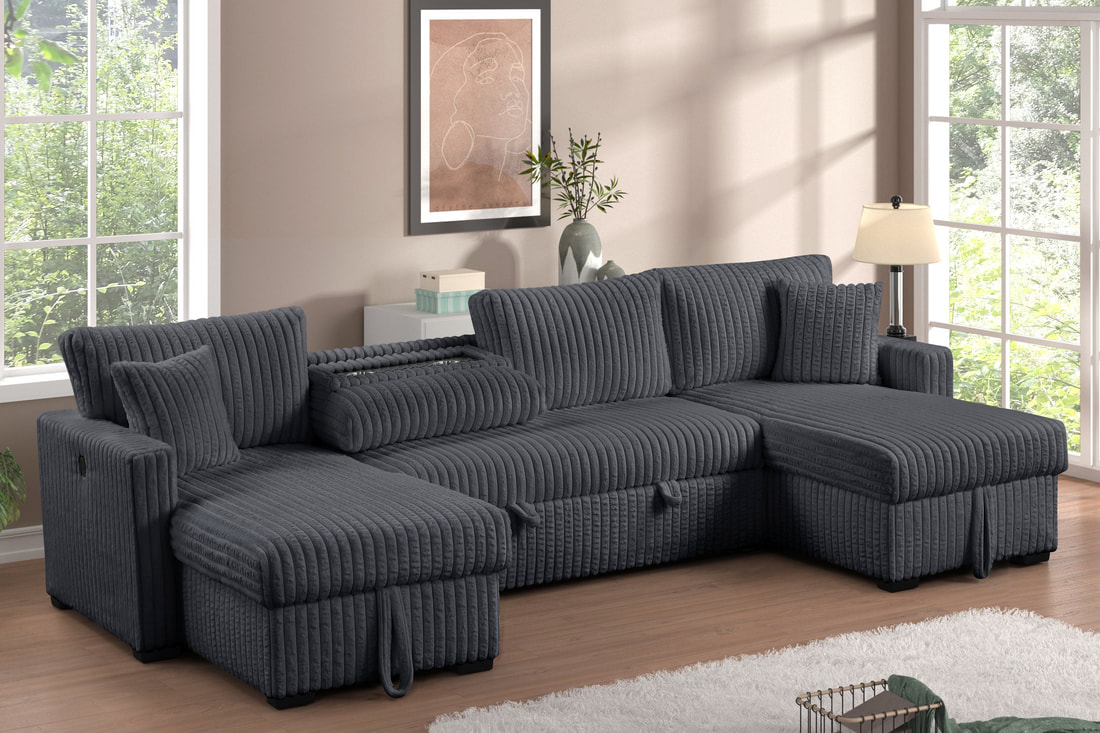HH: July Charcoal Double Storage Chaise Sectional (w/ Pull Out Bed) **NEW ARRIVAL** - Image 2