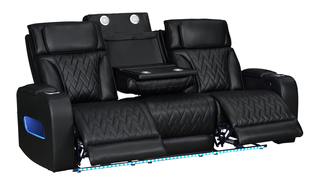 HH: DUBAI 3PC Black Power Reclining Set - Image 5
