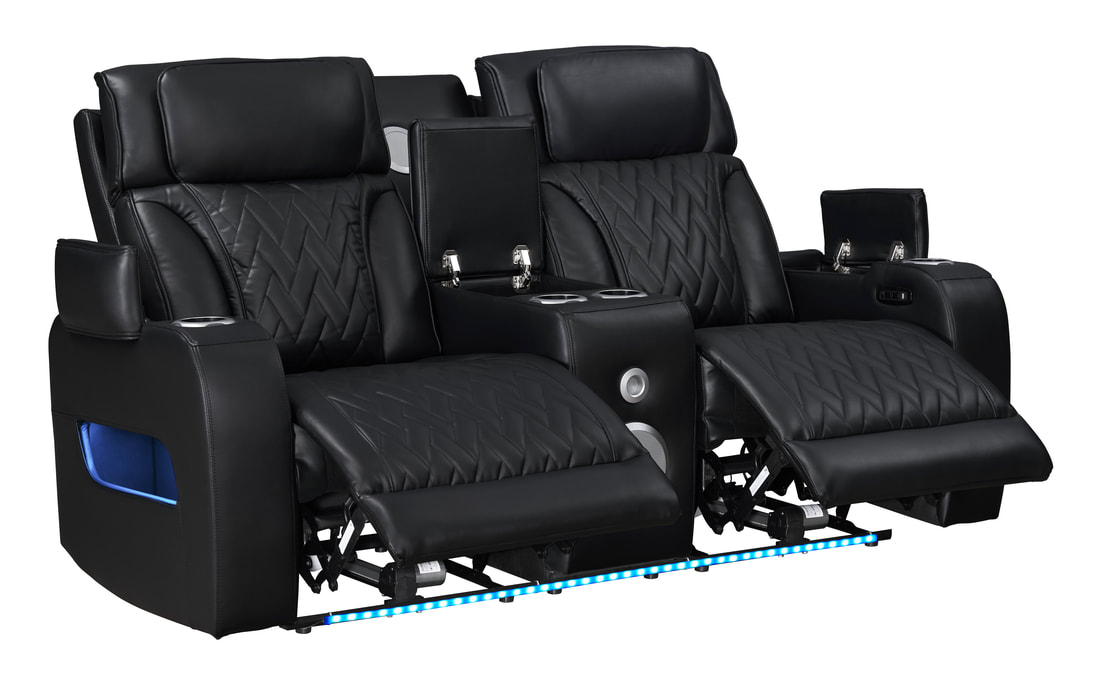 HH: DUBAI 3PC Black Power Reclining Set - Image 3
